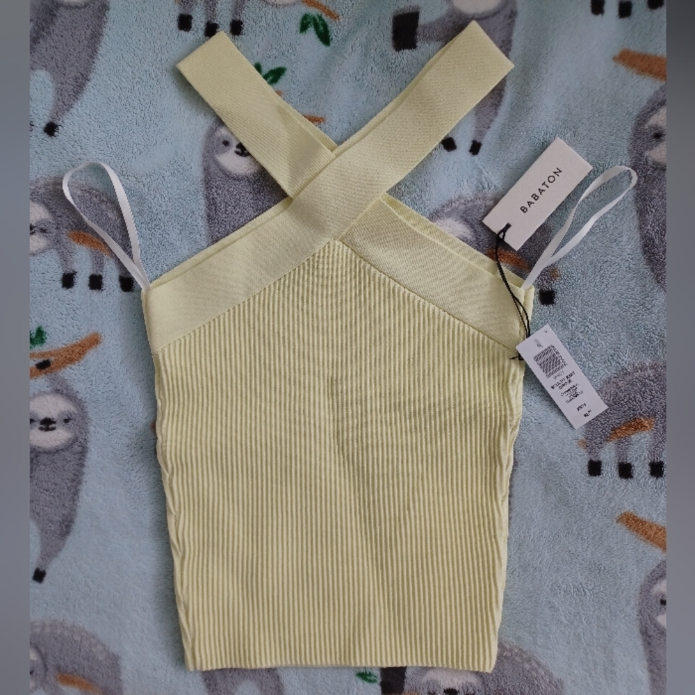 Aritzia Babaton Sculpt Knit Criss Cross Tank